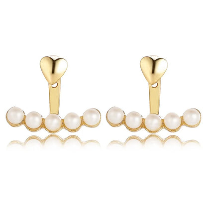 Lunarelle Elegant Gold Heart & Pearl Earrings