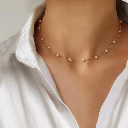Lunarelle 3pc Pearl Necklace Set – 14K Gold Heart Pendant, Waterproof & Hypoallergenic