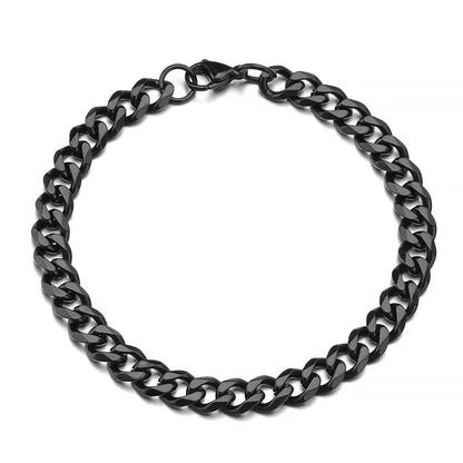 Lunarelle Stainless Steel Cuban Chain Bracelet – Unisex Curb Wrist Jewelry for Couples