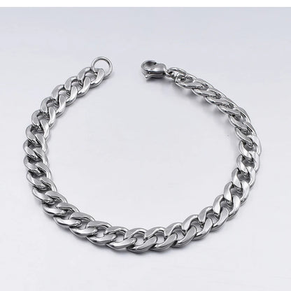 Lunarelle Stainless Steel Cuban Chain Bracelet – Unisex Curb Wrist Jewelry for Couples