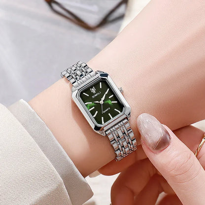Lunarelle 2025 Square Quartz Watch – Luxury Stainless Steel Wristwatch for Women & Students
