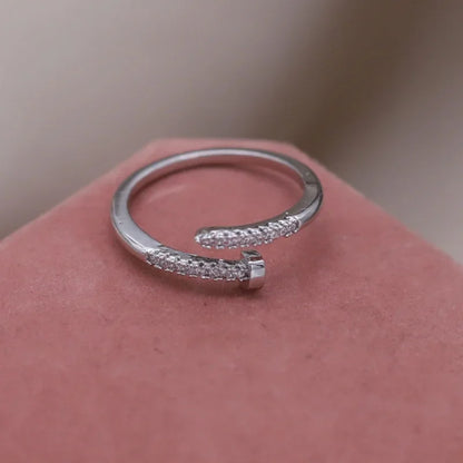 Lunarelle AAA Zircon Geometric Ring – Elegant Adjustable Ring for Women's Daily Wear