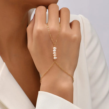 Lunarelle Dainty Hand Chain Bracelet – Gold-Plated Handmade Link for Women