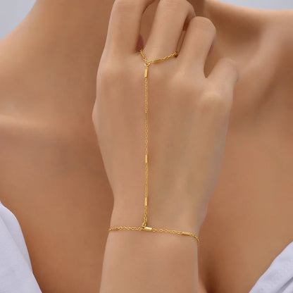 Lunarelle Dainty Hand Chain Bracelet – Gold-Plated Handmade Link for Women