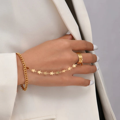 Lunarelle Dainty Hand Chain Bracelet – Gold-Plated Handmade Link for Women