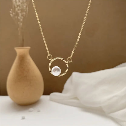 Lunarelle 2025 Crystal Circle Pendant – Elegant Gold Necklace for Women