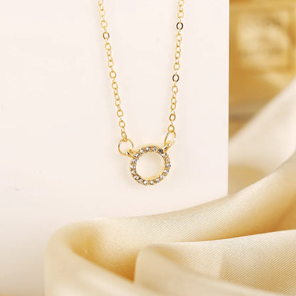 Lunarelle 2025 Crystal Circle Pendant – Elegant Gold Necklace for Women