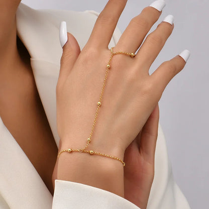 Lunarelle Dainty Hand Chain Bracelet – Gold-Plated Handmade Link for Women