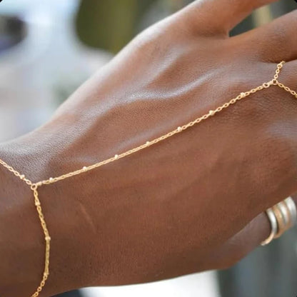 Lunarelle Dainty Hand Chain Bracelet – Gold-Plated Handmade Link for Women