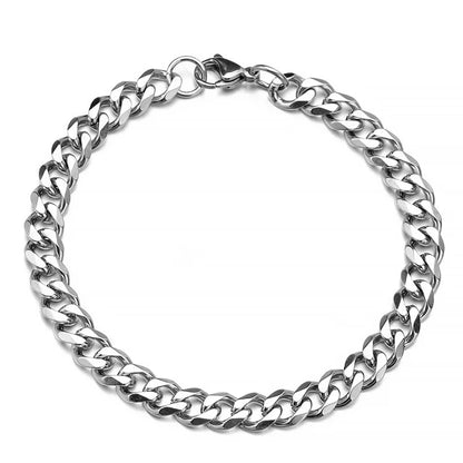 Lunarelle Stainless Steel Cuban Chain Bracelet – Unisex Curb Wrist Jewelry for Couples