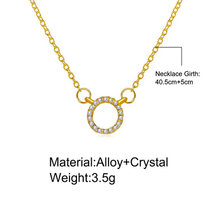 Lunarelle 2025 Crystal Circle Pendant – Elegant Gold Necklace for Women