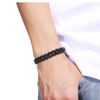 Lunarelle Stainless Steel Cuban Chain Bracelet – Unisex Curb Wrist Jewelry for Couples