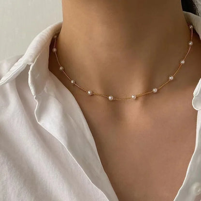 Lunarelle 3pc Pearl Necklace Set – 14K Gold Heart Pendant, Waterproof & Hypoallergenic