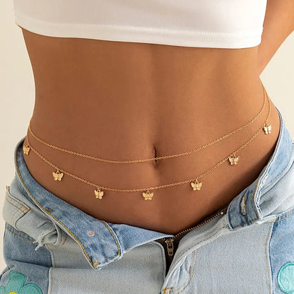 Lunarelle Retro Butterfly Waist Chain – Sexy Summer Beach Body Jewelry for Women
