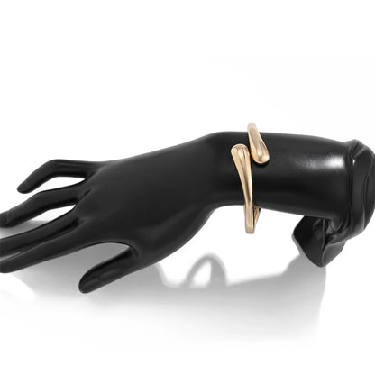 Lunarelle Chunky Waterdrop Bangle – Gold & Silver Twisted Open Cuff Bracelet for Women