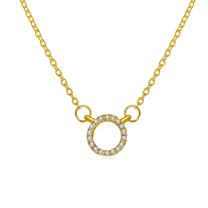 Lunarelle 2025 Crystal Circle Pendant – Elegant Gold Necklace for Women