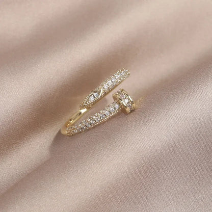 Lunarelle AAA Zircon Geometric Ring – Elegant Adjustable Ring for Women's Daily Wear