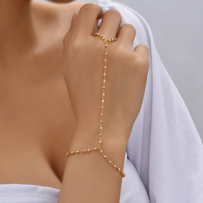 Lunarelle Dainty Hand Chain Bracelet – Gold-Plated Handmade Link for Women