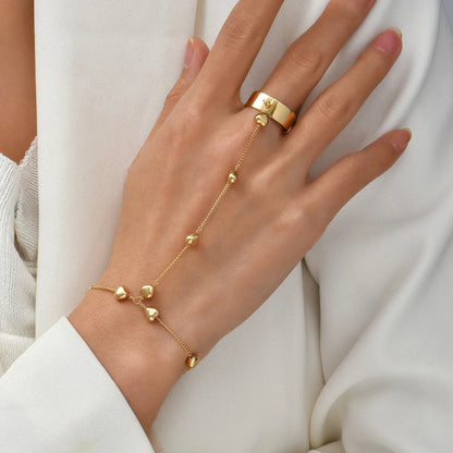 Lunarelle Dainty Hand Chain Bracelet – Gold-Plated Handmade Link for Women