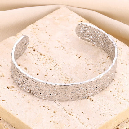 Lunarelle Chunky Flower Cuff – Gold Stainless Steel Bangle for Women