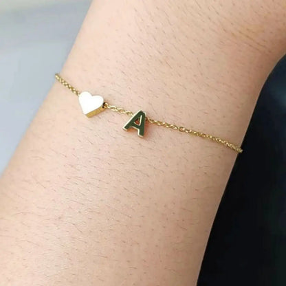 Lunarelle Initial Heart Bracelet – Personalized 26-Letter DIY Jewelry for Women & Girls