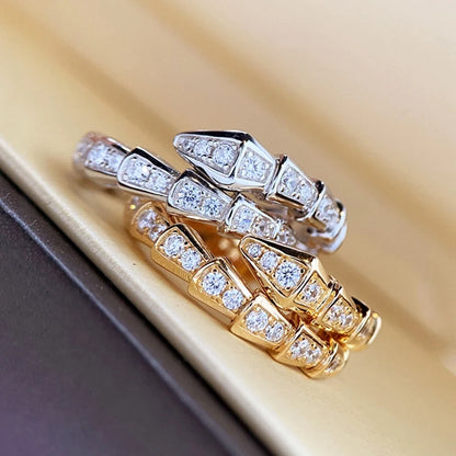 Lunarelle AAA Cubic Zirconia Snake Ring – Adjustable Fashion Catwalk Jewelry for Women