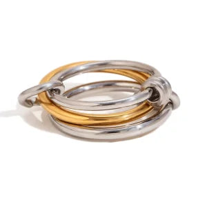 Lunarelle Multi-Layer Strand Loop Ring – Gold-Plated Stainless Steel for Women