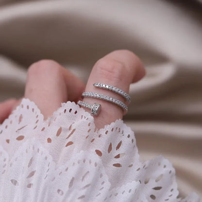 Lunarelle AAA Zircon Geometric Ring – Elegant Adjustable Ring for Women's Daily Wear