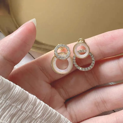 Lunarelle Vintage CC Stud Earrings – Korean Fashion Zircon Cross