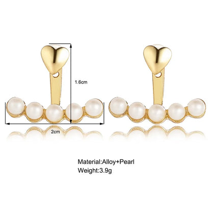 Lunarelle Elegant Gold Heart & Pearl Earrings