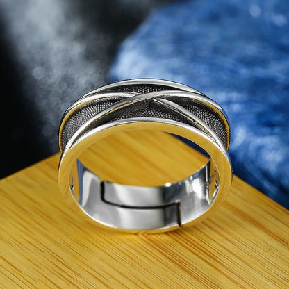 Lunarelle Retro Time Space Goku Black Ring – Punk Gothic Unisex Open Ring for Anime Lovers