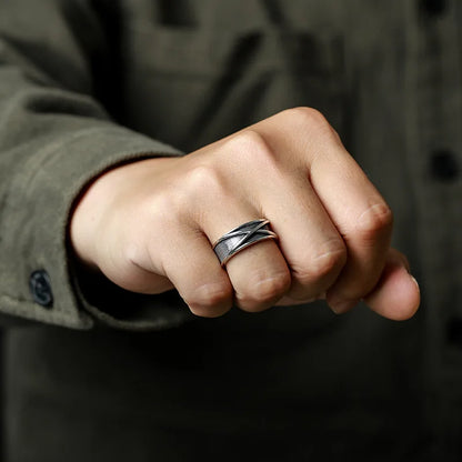 Lunarelle Retro Time Space Goku Black Ring – Punk Gothic Unisex Open Ring for Anime Lovers