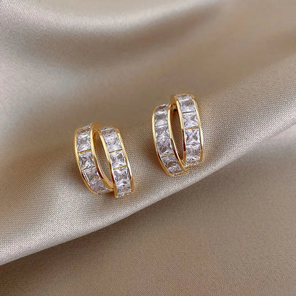Lunarelle Vintage CC Stud Earrings – Korean Fashion Zircon Cross