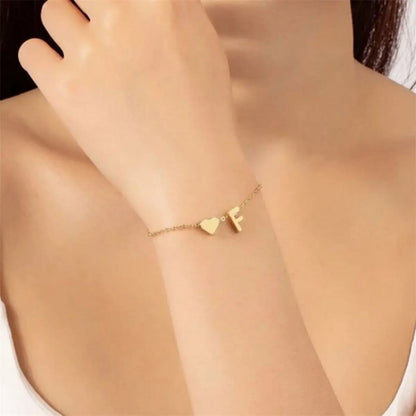 Lunarelle Initial Heart Bracelet – Personalized 26-Letter DIY Jewelry for Women & Girls