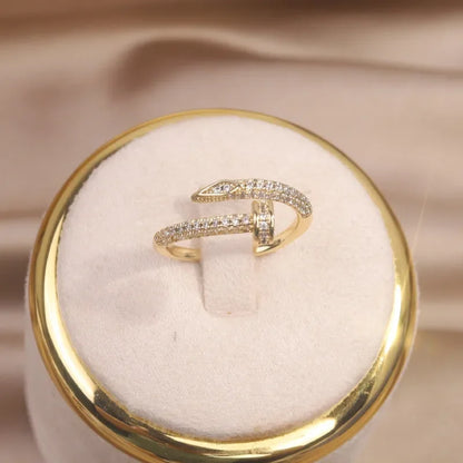 Lunarelle AAA Zircon Geometric Ring – Elegant Adjustable Ring for Women's Daily Wear