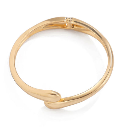 Lunarelle Chunky Waterdrop Bangle – Gold & Silver Twisted Open Cuff Bracelet for Women