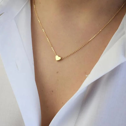 Lunarelle Minimalist Tiny Heart Clavicle Necklace – Dainty Love Jewelry for Women