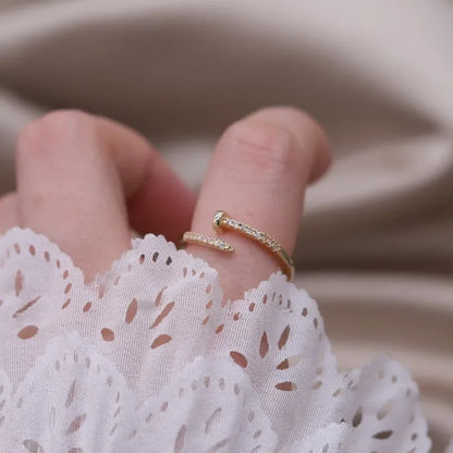 Lunarelle AAA Zircon Geometric Ring – Elegant Adjustable Ring for Women's Daily Wear