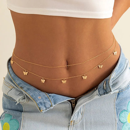 Lunarelle Retro Butterfly Waist Chain – Sexy Summer Beach Body Jewelry for Women