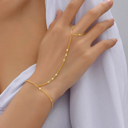 Lunarelle Dainty Hand Chain Bracelet – Gold-Plated Handmade Link for Women