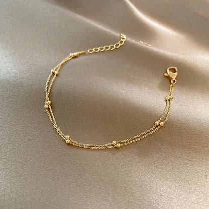 Lunarelle Double Layers Small Round Beads Bracelet GOLD