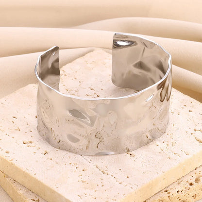 Lunarelle Chunky Flower Cuff – Gold Stainless Steel Bangle for Women